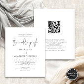 Budget Foto QR Code Elegant Script Wedding Uitnodi