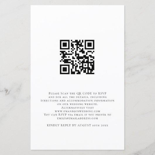 Budget Foto QR Code Foral Wedding Uitnodigen (Achterkant)