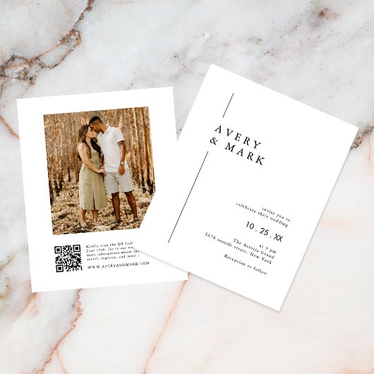 Budget Foto QR Code Huwelijksuitnodiging Flyer
