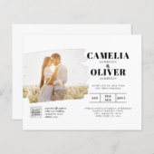 BUDGET FOTO QR CODE Huwelijksuitnodiging RSVP Deta (Voorkant / Achterkant)