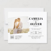 BUDGET FOTO QR CODE Huwelijksuitnodiging RSVP Deta (Voorkant)