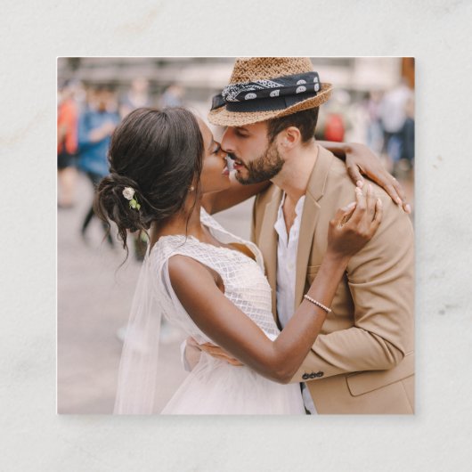 Budget foto QR-code minimalistisch RSVP-huwelijk Informatiekaartje (Achterkant)