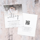 Budget Foto QR Code Modern Script Wedding Uitnodig