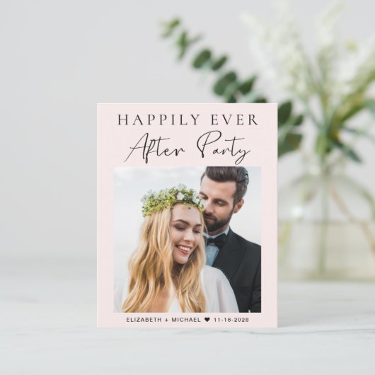 Budget Foto QR Code Roze bruiloft Ontvang uitnodig (Staand voorkant)