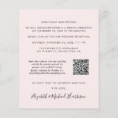 Budget Foto QR Code Roze bruiloft Ontvang uitnodig (Achterkant)
