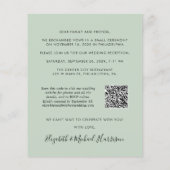 Budget Foto QR Code Sage Wedding Receptie Uitnodig (Achterkant)