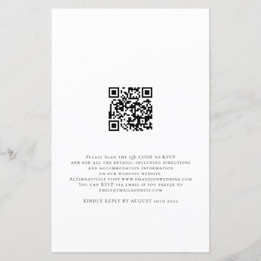 Budget Foto QR Code Wedding Evening Party Uitnodig (Achterkant)