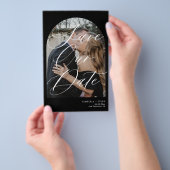 Budget foto QR CODE zwart bruiloft save the date Flyer (Hand)