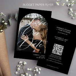 Budget foto QR CODE zwart bruiloft save the date Flyer