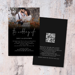 Budget Foto QR-codescript bruiloft Black Uitnodige