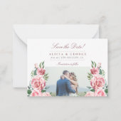 Budget foto romantische bloemenbruiloft save the d notitiekaartje (Voorkant)
