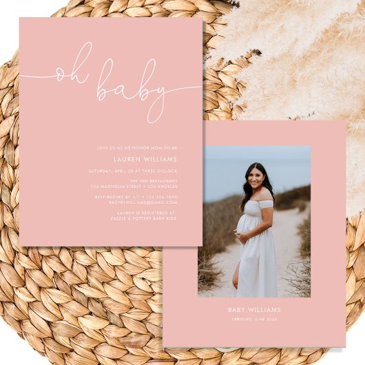 Budget Foto Roze Baby Meisje Douche Uitnodiging