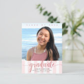 Budget foto roze glitterscript afstudeeruitnodigin (Staand voorkant)