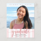 Budget foto roze glitterscript afstudeeruitnodigin (Voorkant)