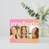 Budget foto Roze Graduation Party uitnodiging (Staand voorkant)