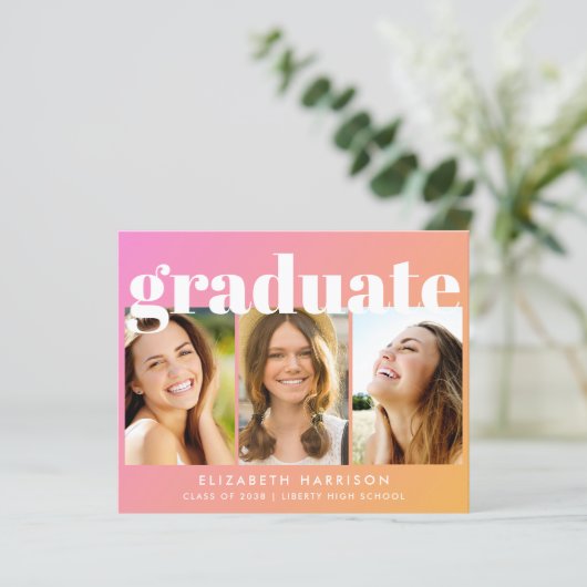 Budget foto Roze Graduation Party uitnodiging (Staand voorkant)