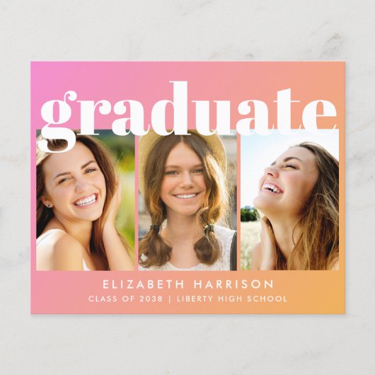 Budget foto Roze Graduation Party uitnodiging (Voorkant)