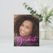 Budget Foto Roze Neon Afstuderen Aankondiging (Staand voorkant)