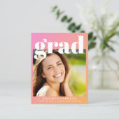 Budget foto Roze Oranje Graduation Party Uitnodige (Staand voorkant)