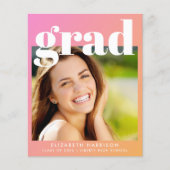 Budget foto Roze Oranje Graduation Party Uitnodige (Voorkant)