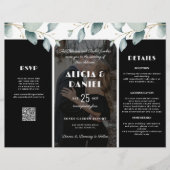 Budget foto rsvp details trifold zwart bruiloft flyer (Voorkant)