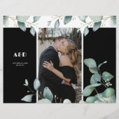 Budget foto rsvp details trifold zwart bruiloft flyer (Achterkant)