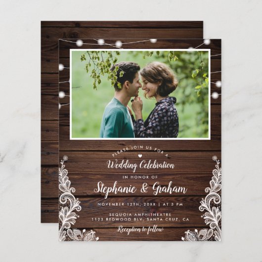 Budget Foto Rustic String Lights & Lace Wedding (Voorkant / Achterkant)