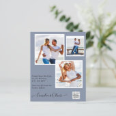 Budget Foto Save the Date BLAUWE QR Code RSVP (Staand voorkant)