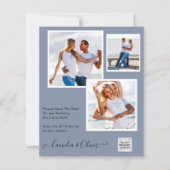 Budget Foto Save the Date BLAUWE QR Code RSVP (Voorkant)