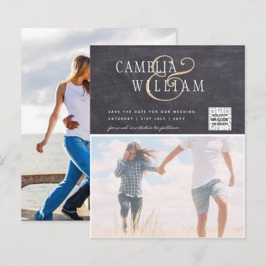 BUDGET FOTO SAVE THE DATE QR SCANCODE RSVP (Voorkant / Achterkant)
