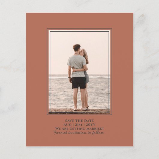 BUDGET FOTO Save the Date Terracotta Bruiloft Flyer (Voorkant)