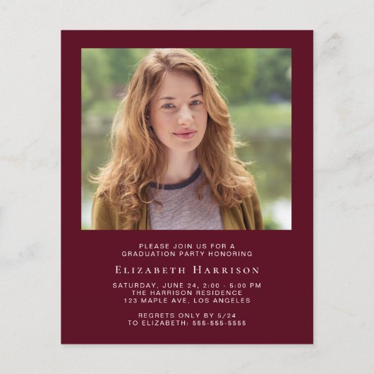 Budget Foto Script Burgundy Afstudeerfeest (Achterkant)