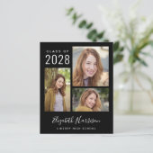 Budget Foto Script Zwart Afstudeerfeest Uitnodigin (Staand voorkant)