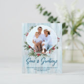 Budget Foto Seashell Zeeen Greetings Holiday Kaart (Staand voorkant)