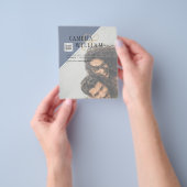 BUDGET Foto Sla de datum op BLAUWE QR-code RSVP Flyer (Hand)