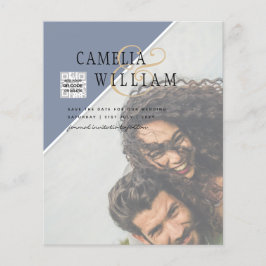 BUDGET Foto Sla de datum op BLAUWE QR-code RSVP Flyer