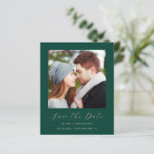 Budget Foto Smaragdgroene Gouden Save the Date (Staand voorkant)