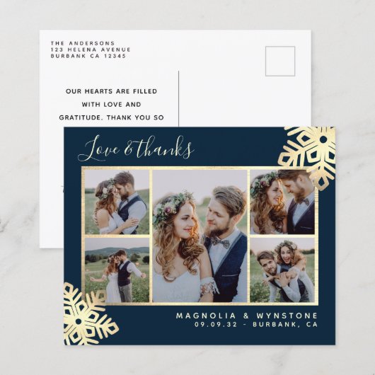 Budget Foto Snowflake Wedding Dank u Briefkaart (Voorkant / Achterkant)