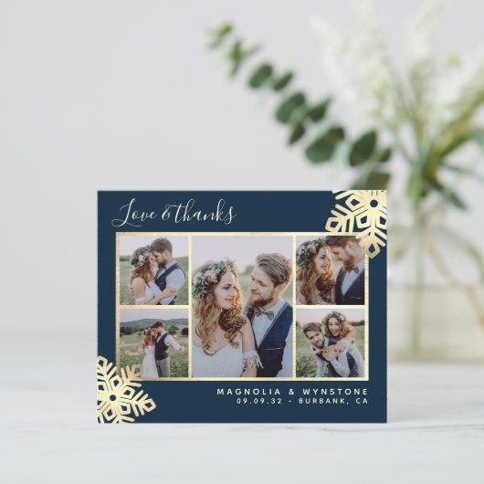 Budget Foto Snowflake Wedding Dank u Briefkaart (Staand voorkant)