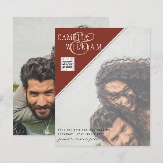 BUDGET FOTO SPAAR DATUM QR CODE RSVP Kaneel (Voorkant / Achterkant)
