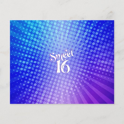 Budget foto Sweet 16 Paarse Blauwe Gradient Invite (Achterkant)