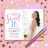 Budget Foto Sweet 16 Rainbow Glitter Stippen Invit
