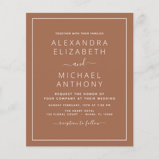 Budget Foto Terracotta Boho Wedding Simple Flyer (Voorkant)