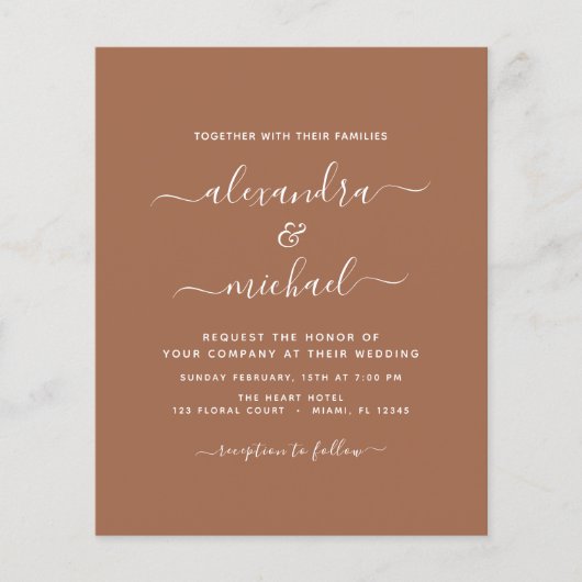 Budget Foto Terracotta Boho Wedding Simple Flyer (Voorkant)