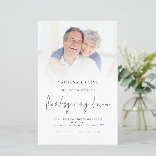 BUDGET Foto Thanksgiving Diner Invite (Staand voorkant)