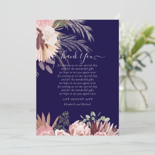 BUDGET Foto Trouw Dankkaart Pampas Gras Bruiloft (Staand voorkant)