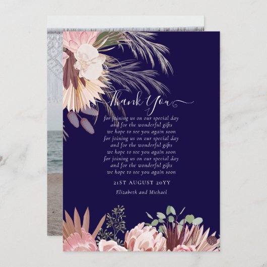 BUDGET Foto Trouw Dankkaart Pampas Gras Bruiloft (Voorkant / Achterkant)