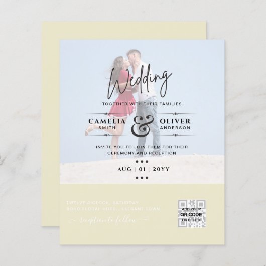 BUDGET FOTO TROUWEN QR SCANCODE UITNODIGINGEN (Voorkant / Achterkant)