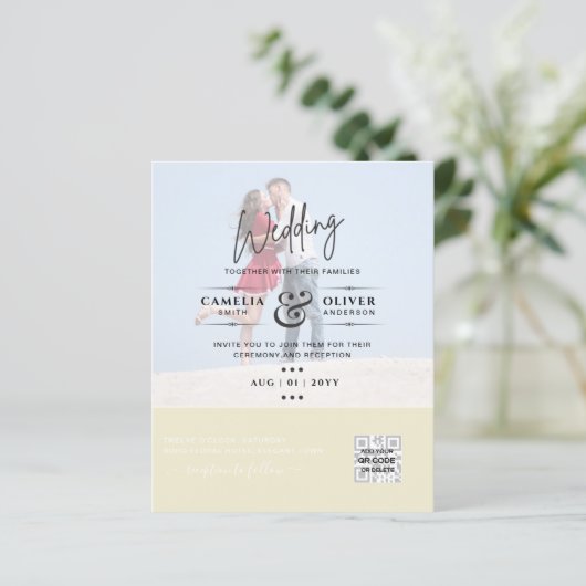 BUDGET FOTO TROUWEN QR SCANCODE UITNODIGINGEN (Staand voorkant)