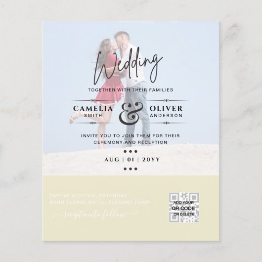 BUDGET FOTO TROUWEN QR SCANCODE UITNODIGINGEN (Voorkant)